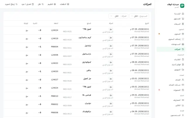 حركات المخزون، واحدة واحدة