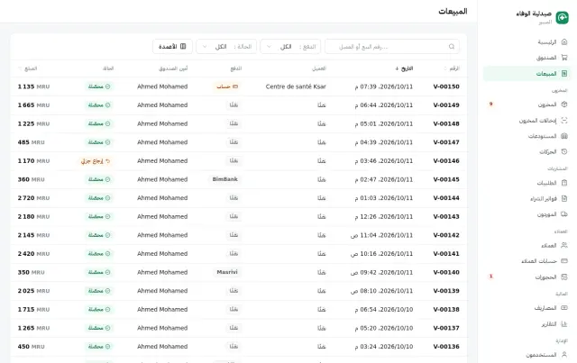 المبيعات، مع وسيلة الدفع