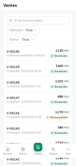 Sales, with their payment method