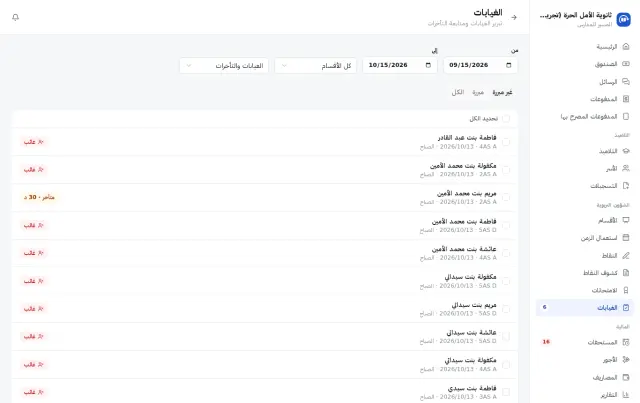 الغيابات التي تنتظر التبرير