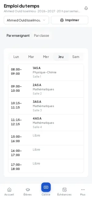 A teacher’s timetable